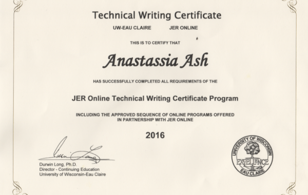 Technical Writing Certificate