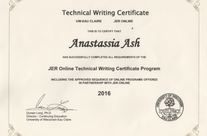 Technical Writing Certificate